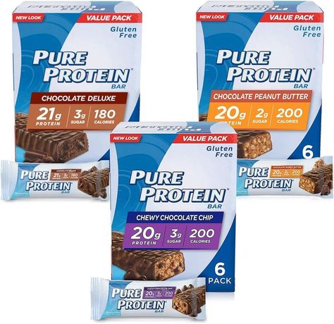 Pure Protein Bars, High Protein, Nutritious Snacks to Support Energy, Low Sugar, Gluten Free, Variety Pack, 1.76oz, 18 Pack Pure Protein Bars, Gluten Free Protein Bars, Healthy Protein Bars, Chocolate Protein Bars, Best Protein Bars, High Protein Bars, Gluten Free Protein, Peanut Butter Chocolate Bars, Pure Protein