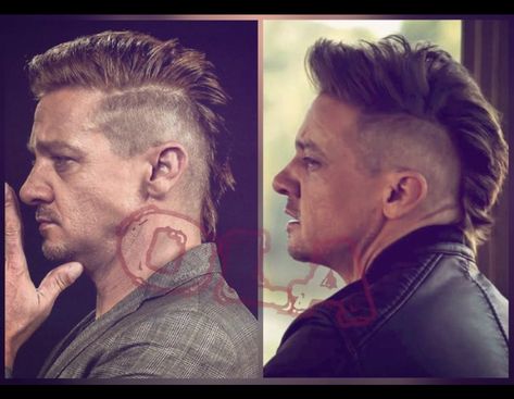 Hawkeye Mohawk Haircut, Hawkeye Haircut, Shaved Mohawk, Jeremy Renner Avengers, Man Bun Haircut, Hairstyles Guys, Viking Haircut, Mullet Fade, Mohawk Haircut