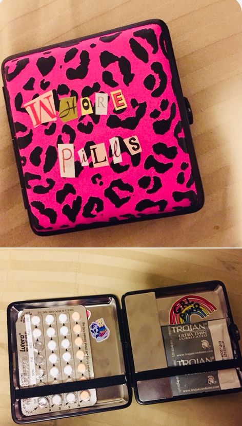 Diy Pill Box Ideas, Cute Birth Control Case Painted, Diy Birth Control Case, Pill Box Ideas, Pill Case Ideas, Birth Control Case Funny, Diy Pill Case, Birth Control Aesthetic, Plan B Pill Pictures