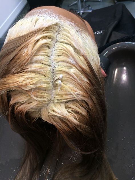 Bleach application Bleach Hair Aesthetic, Hair Bleaching Tools, Bleached Blonde Hair Aesthetic, Bleach Blonde Aesthetic, Bleach Shampoo, Scalp Bleach, Bleached Hair, Bleach, Hair Wrap