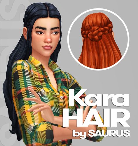 Kara Hair | Saurus on Patreon Sims 4 Historical Cc Hair, Ts4cc Hair, Cc Sims 4 Hair, Hair Ts4, Hair Chignon, Ts4 Poses, Sims 4 Decades Challenge, Medieval Hairstyles, Sims Medieval