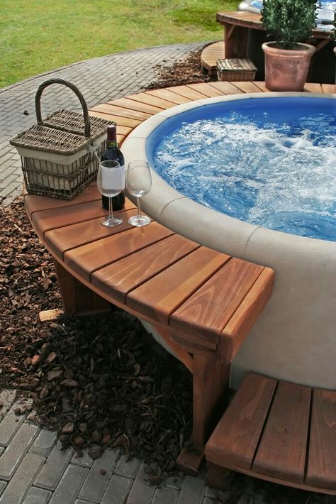 Hot Tub Area, Round Hot Tub, Luxury Hot Tubs, Hot Tub Landscaping, Hot Tub Surround, Hot Tub Patio, Hot Tub Gazebo, Gazebo Plans, Hot Tub Ideas