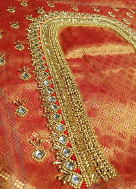 Nikkah Photoshoot, Handwork Designs, Red Blouse Design, Yoke Embroidery, Magam Work Designs, Magam Work, Maggam Blouse, Peacock Embroidery Designs, Crewel Embroidery Patterns