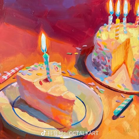 Cake Artwork, Avocado Painting, Makeup Cake, Birthday Painting, Cake Drawing, Birthday Illustration, Food Painting, Delicious Cake, Painted Cakes