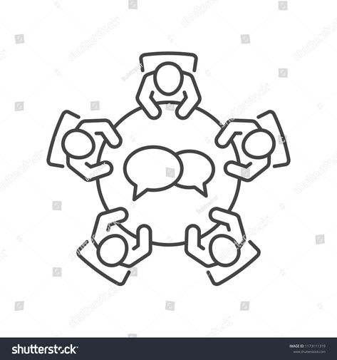 Group 2 Logo, Helping People Drawing, People Sitting Around A Table, Teamwork Drawing, Meeting Drawing, Creative Mind Map, Team Table, Conference Room Design, Group Meeting