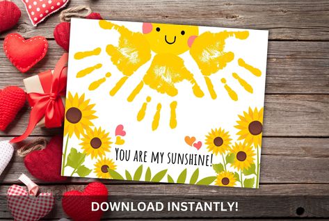 Create a sunshine-filled memory with our 'You Are My Sunshine' Handprint Art Craft DIY! 🌞🎨 Perfect for baby, this heartwarming craft is ideal for Valentine's Day, birthdays, or as a special gift for fathers. Download the Sunshine Handprint Printable for a delightful and easy crafting experience. Capture the joy of little hands with our hand print template. Share the warmth and love with this personalized keepsake! 🌟 #HandprintCraft #DIYArt #BabyCraft #ValentinesGift #BirthdayCraft Hand Print Template, Sunshine Handprint, Handprint Template, Handprint Printable, Sunshine Crafts, Baby Art Projects, Baby Handprint, Craft Kids, Handprint Craft