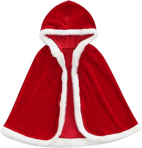 Amazon.com: Laiyqifaudy Toddler Baby Christmas Hooded Cloak Infants Santa Claus Velvet Hooded Cape Robe Christmas Red Cloak Child (Red, 2-3 Years) : Clothing, Shoes & Jewelry Red Cloak, Shawl Outfit, Girls Cape, Happy Christmas Day, Fancy Dress Up, Toy Design, Hooded Cape, Hooded Cloak, Baby Christmas