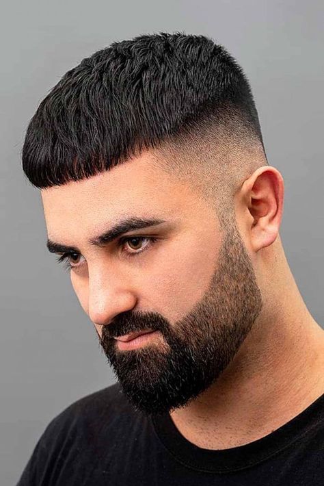 Freshest Short Haircuts For Men For 2023 ★ Army Haircut, Buzz Cut With Beard, Buzz Haircut, Short Haircuts For Men, Long Beard Styles, New Short Haircuts, Beard Fade, Haircut Types, Short Beard