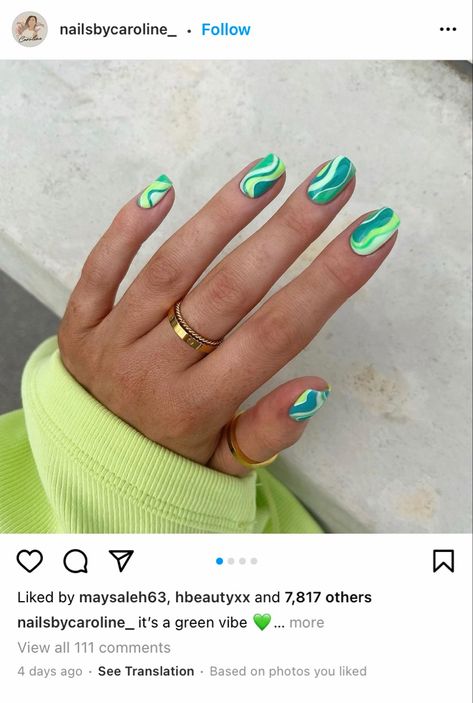 Swirl Nails, Turquoise Ring, Swirl, Nail Designs, Turquoise, Nails, Green, Quick Saves