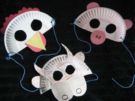 Farm Animal Masks made from paper plates. Very functional for whipping up a quick disguise.  #animalmasks #farmanimals Farm Animal Masks, Paper Plate Masks, Paper Plate Animals, Farm Theme Preschool, Valentine Paper, Storytime Crafts, Farm Animal Crafts, Farm Animals Theme, Farm Preschool