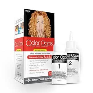 Color Oops Extra Strength Hair Color Remover, 1 Application, Hair Dye Remover Processes in 20 Minutes, Safely Removes Permanent & Semi-Permanent Hair Color, Ammonia & Bleach Free Hair Dye Removal, Hair Color Remover, Colour Remover, Semi Permanent Hair Color, Semi Permanent, Hair Dye, Dyed Hair, Beauty And Personal Care, Bleach