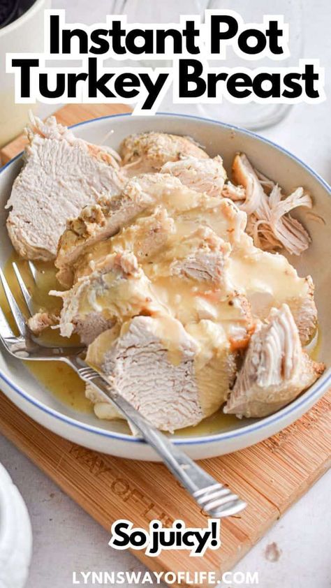 Make a juicy, tender turkey breast in a fraction of the time with this easy Instant Pot recipe! Perfect for small gatherings or a quick weeknight dinner, this flavorful turkey breast will impress every time. Frozen Turkey Breast, Cooking A Frozen Turkey, Instant Pot Turkey Breast, Instant Pot Turkey, Cooking Turkey Breast, Crockpot Turkey, Frozen Turkey, Easy Thanksgiving Recipes, Turkey Breast Recipe