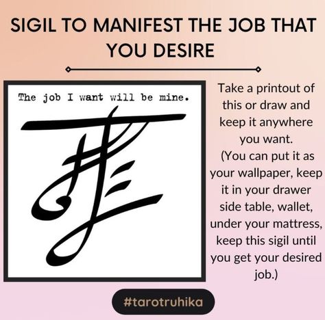 Sigil To Manifest The Job That You Desire | Sigils | Tarot Ruhika Sigil For New Job, Sigil For Job, Job Sigil, Get A Job Spell, Law Of Attraction Planner, Tarot Readings, Tarot Readers, Kitchen Witch, Life Path