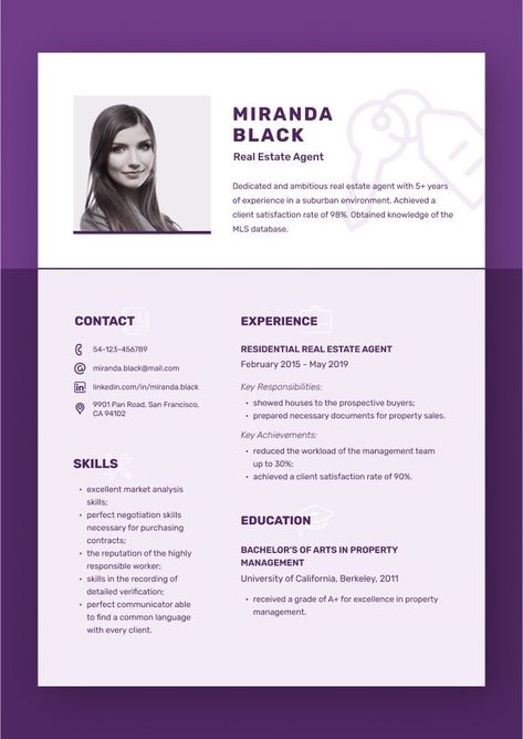 Writing a great resume is the first step for the applicant to become a Real Estate Agent. But what are the key factors that influence the effectiveness of a resume? We are here to present a working sample resume for real estate agent and provide some useful tips. You will know for sure what to include in your resume to catch the hiring manager’s attention. This real estate agent resume sample will help you to get the job of your dream. Real Estate Resume, Become A Real Estate Agent, Negotiation Skills, Purchase Contract, Real Estate Jobs, Financial Analyst, Resume Sample, Best Resume, Residential Real Estate