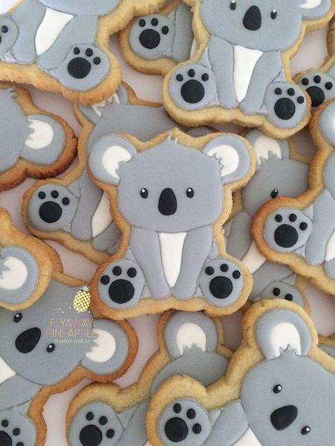 Koala cookies Sugar Cookie Recipie, Koala Cookies, Cookies Cupcake, Eat Sleep Repeat, Bear Cookies, Bear Party, Koala Baby, Creative Cookies, Cookie Inspiration