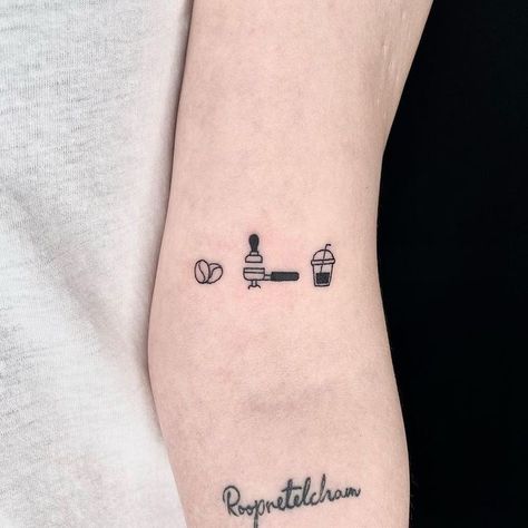 Coffee Tattoos on Instagram: "@kukeudaseul #coffeetattoo" Portafilter Tattoo, Coffee Tattoo Minimalist, Coffee Tattoo, Coffee Tattoos, Tattoo Minimalist, Mini Tattoos, Print Tattoos, Paw Print Tattoo, Paw Print