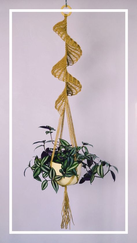 Macrame plant hanger , Jute plant holder Spiral Macrame Plant Hanger, Kitchen Macrame, Bedroom Macrame Wall Hanging, Bedroom Macrame, Spiral Macrame, Plant Holder Macrame, Macrame Crafts, Window Plants, Plant Wall Decor