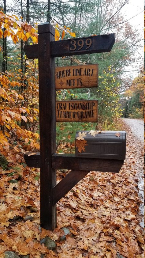 Mailbox Post Farmhouse, Mailbox With Farm Sign, Two Mailbox Post, Farm Mailbox Ideas Country Living, 2 Mailboxes On One Post, Ranch Mailbox Ideas, Lakehouse Mailbox Ideas, Farm Style Mailboxes, Wooden Mailbox Post Ideas Diy