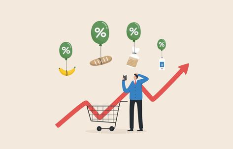 Consumer price index or CPI. Prices of commodities and consumer goods rose due to rising inflation. Consumer goods float with air balloons. Consumer Exploitation Images For Project, Consumer Health Poster, Consumer Exploitation, Consumer Awareness, List Of Cities, Consumer Price Index, Primary Research, High Yield Savings, India Images