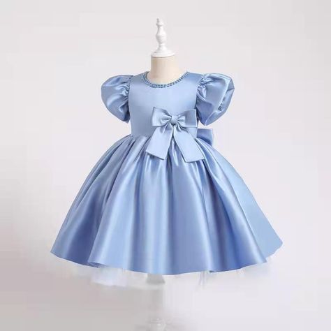 Blue Dress For Kids, Blue Dress Kids, Bubu Styles, Grey Flower Girl Dress, Yellow Flower Girl Dresses, Green Flower Girl Dresses, Burgundy Flower Girl Dress, Party Dresses With Sleeves, Tutu Birthday