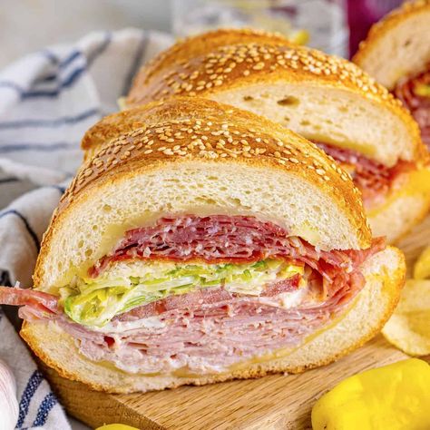 Tik Tok Grinder Salad Sandwich Grinder Salad Sandwich, Grinder Salad, Grinder Sandwich, Boiled Ham, Italian Meats, Sub Sandwiches, Country Cook, The Country Cook, Sliced Ham