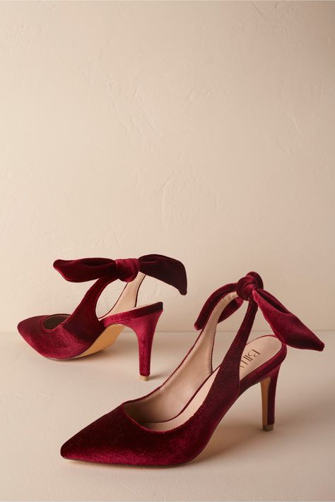 BHLDN Rose Audrey Heels in Shoes & Accessories | BHLDN Elegant Red Low Heel Wedding Shoes, Crimson Wedding Shoes, Red Pointed Toe Wedding Shoes, Red Pointed Toe Heels With Bow, Elegant Red Wedding Shoes With 4-inch Heel, Vegan Heels, Red Wedding Shoes, Ivory Wedding Shoes, Red Pumps