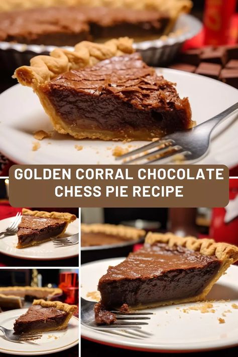 Learn how to make the famous Golden Corral Chocolate Chess Pie with this easy-to-follow recipe. This delicious dessert is perfect for special occasions or when you’re just craving something sweet. Golden Corral Chocolate Chess Pie Recipe, Chess Pies, Designer Desserts, Chocolate Chess Pie Recipe, Pie Contest, Pie Ideas, Chess Pie Recipe, Chocolate Chess Pie, Golden Corral