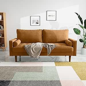 Apartment Lounge, Mid Century Modern Couch, Mid Century Modern Loveseat, Velvet Loveseat, Square Arm Sofa, Modern Loveseat, Sofa Loveseat, Eucalyptus Wood, Cozy Ambiance