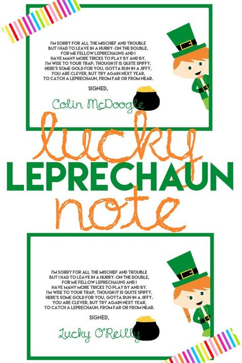 Catch a Leprechaun this St. Patrick's Day with a Leprechaun Trap PLUS a FREE Printable Note for when you aren't so lucky enough to catch him! Leprechaun Note, Leprechaun Tricks, St Patrick's Day Cards, Lucky Leprechaun, The Leprechaun, Leprechaun Trap, St Patricks Day Crafts For Kids, March Activities, St Patrick Day Activities