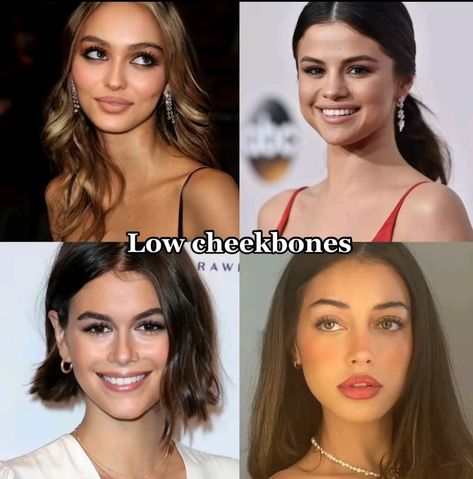 Types Of Cheeks, Types Of Cheekbones, High Vs Low Visual Weight Face, High Vs Low Cheekbones, Low Cheekbones Women, Flat Cheekbones, Cheekbones Aesthetic, Sharp Features Women, High Cheekbones Aesthetic