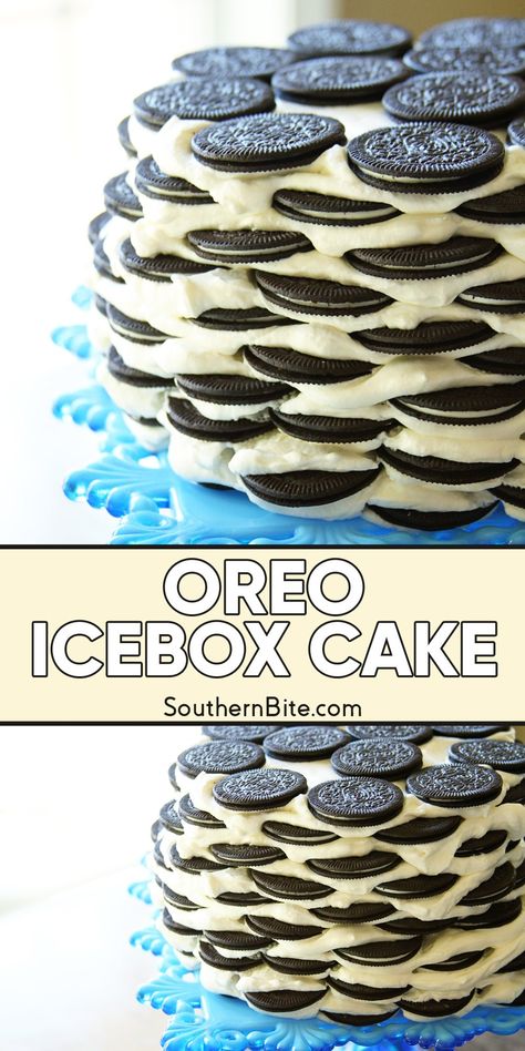 Oreo Icebox Cake Oreos And Milk, Oreo Icebox Cake, Blackout Cake, Icebox Desserts, Icebox Cake, Chocolate Wafers, Bake Desserts, Ice Box, Box Cake