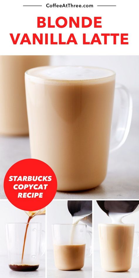 Skip the trip to Starbucks and make their Blonde Vanilla Latte at home with just 3 ingredients using a Nespresso or espresso machine. #starbuckscopycat #latte #coffeerecipes #starbucks Starbucks Blonde Vanilla Latte, Starbucks Vanilla Latte, Espresso Drink Recipes, Fruit Drinks Recipes, Caffeinated Drinks, Copycat Starbucks Drinks, Starbucks Latte, Nespresso Recipes, Starbucks Vanilla