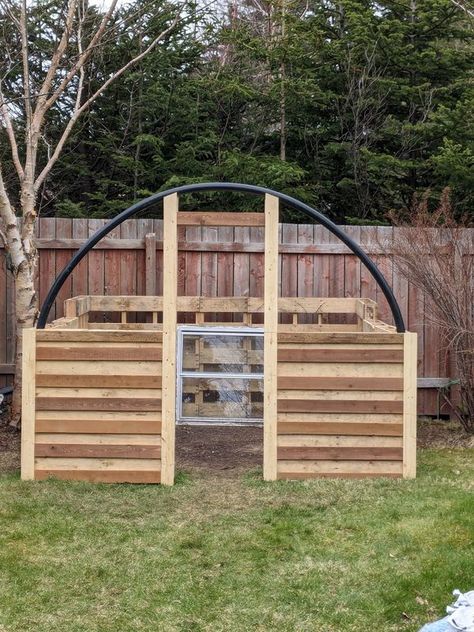 Pallet Projects for Beginners | A green house I made from pallets. | Facebook Pallet Hoop House, Pallet Polytunnel, Small Pallet Greenhouse Diy, Pallet Greenhouse Diy, Pallet Projects For Beginners, Pallet Greenhouse, Poly Tunnel, Allotment Ideas, Greenhouse Diy