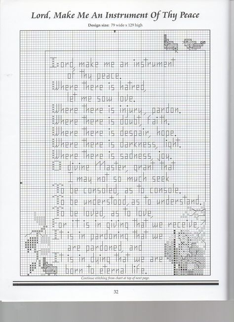 PRAYER OF ST. FRANCIS 1 Christian Cross Stitch Patterns Free, Prayer Of St Francis, Sweet Letters, Christian Cross Stitch Patterns, Christian Cross Stitch, Word Patterns, Cross Stitch Fonts, Cross Stitch Love, Cross Stitch Bookmarks