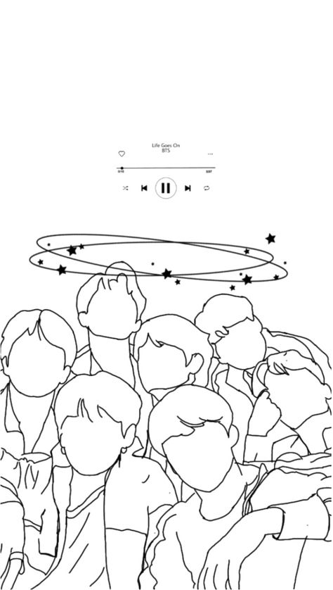 Bts Line Art, Embroidered Canvas Art, Illustration For Kids, Bts Tattoos, University Girl, Bts Backgrounds, Bts Wallpaper Lyrics, Kpop Drawings, Outline Art