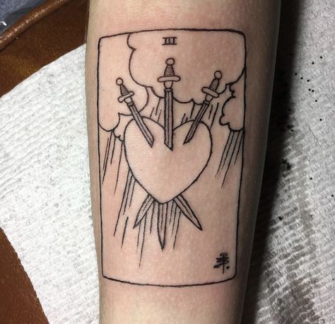 3 Of Swords Tattoo, Three Of Swords Tattoo, Three Of Hearts, Three Of Swords Tarot, 3 Of Swords, Swords Tattoo, Three Of Swords, Hearts Tattoo, Tarot Tattoo