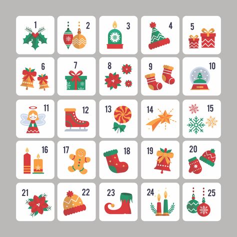 Printable Christmas Advent Numbers Count Down To Christmas, Printable Advent Calendar, Calendar Numbers, Christmas Calendar, Christmas Stationery, Christmas Labels, Free Christmas Printables, Christmas Advent Calendar, Christmas Quilts