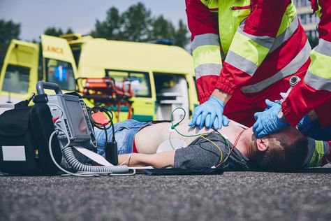 New York University School of Medicine pulmonologist Sam Parnia joins guest host Courtney Collins to discuss his research into cognitive awareness during resuscitation. Cardiopulmonary Resuscitation, Emt Paramedic, First Response, Emergency Medical Services, Emergency Care, Future Jobs, Rescue Team, 3d Shapes, School Of Medicine