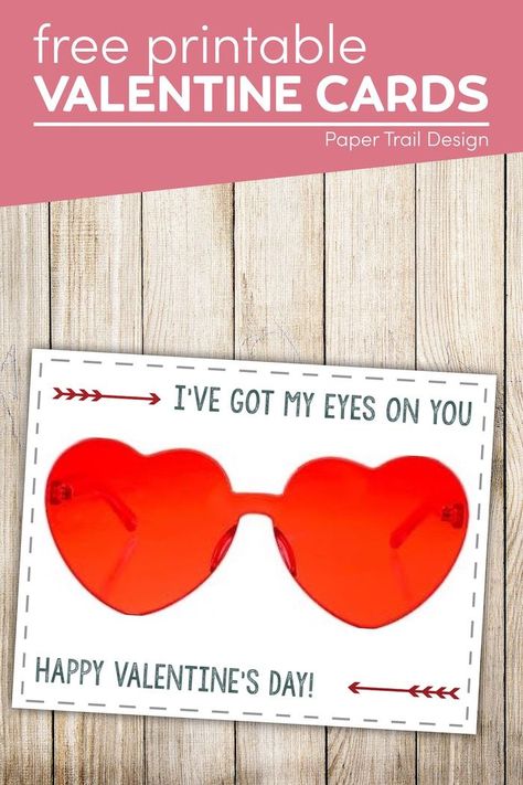 Print these Valentine cards that say I've got my eyes on you for free and attach some Valentine glasses Valentines Card Sayings, Cute Valentine Ideas, Free Printable Valentines Cards, Valentine Wall Art, Valentine Banner, Free Printable Crafts, Heart Glasses, Printable Valentines Cards, Paper Trail