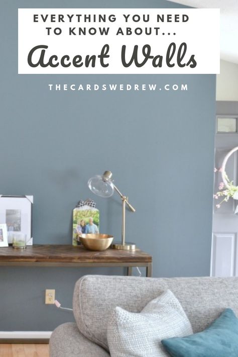 Got questions about accent walls? We have everything you need to know about accent walls...living room accent walls, bedroom accent walls, accent wall ideas using wallpaper, and DIY options, as well! Pick out the perfect navy blue accent wall paint color like the one pictured to really make your space POP! #accentwalls #livingroom #decor #painting #navyblue Navy Blue Accent Wall, Accent Wall Paint Colors, Blue Accent Wall, Navy Accent Walls, Wallpaper Minimal, Grey Accent Wall, Blue Accent Walls, Accent Wall Ideas, Accent Wall Colors