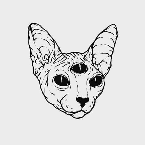 233 Likes, 3 Comments - ♱ 𝖘𝖆𝖒 ♱ (@samhain.ttt) on Instagram: “• Three eyed Sphinx cat, one of the new design for @darkbratz 🌙 • #black #blackdrawing #blackwork…” Cat With Three Eyes Tattoo, 3 Eye Cat Tattoo, 3 Eyed Cat Tattoo, Three Eyed Cat Tattoo, Sphynx Drawing, Sphinx Cat Tattoo, 3 Eyed Cat, Three Eyed Cat, 3rd Eye Tattoo