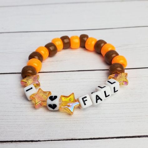 Bracelets Fall, Halloween Beaded Jewelry, Aesthetic Bracelet, Pastel Goth Aesthetic, Autumn Jewelry, Autumn Bracelet, Halloween Bracelet, Orange Bracelet, Star Beads