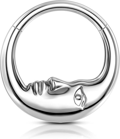 Amazon.com: COCHARM G23 Solid Titanium Septum Ring 16G 8MM Septum Jewelry Moon Face Helix Daith Earrings for Women Surgical Steel Helix Daith Piercing Jewelry Surgical Steel Hypoallergenic : Clothing, Shoes & Jewelry Hypoallergenic Silver Metal Septum Ring, Septum Piercing Jewelry Titanium, Bohemian Nickel-free Silver Septum Ring, Bohemian Nickel-free Septum Ring, Septum Piercing Jewelry Bm25.com, Daith Piercing Jewelry, Daith Earrings, Moon Face, Daith Piercing