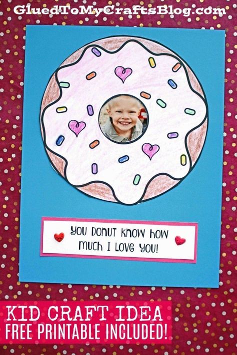 Paper Donut Love Frame - Kid Craft - "You Donut Know How Much I Love You!" - Father's Day, Mother's Day, Teacher Appreciation, Grandparent's Day, Handmade Card Idea for Kids To Recreate Donut Dad Craft, Bakery Crafts For Preschool, Donut You Know How Much I Love You, Dads And Donuts Crafts, Donuts With Dads Craft, You Donut Know How Much I Love You Card, Father’s Day Picture Frame Ideas, Donut Fathers Day Crafts For Kids, Parent Day Crafts