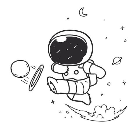 Premium Vector | Doodle astronaut is daydreaming in the sky Astronauts Drawing Easy, Simple Astronaut Drawing Easy, Easy Astronaut Drawing, Cute Astronaut Drawing, Astronaut Doodle, Mini Astronaut, Astronaut Drawing, ليلو وستيتش, Space Doodles