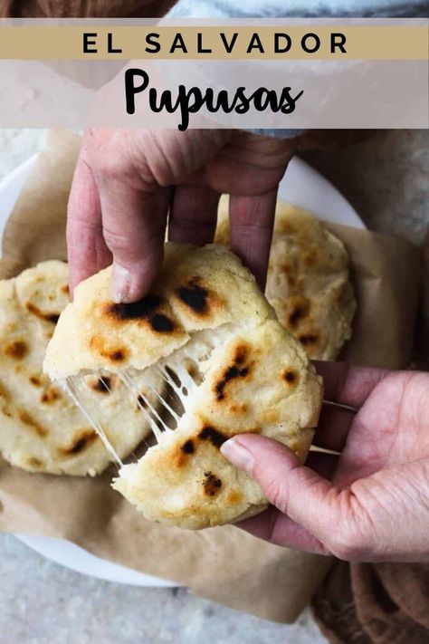 Pupusas, the national dish of El Salvador, are a simple and affordable recipe to make. Stuff them with cheese, meat, or vegetables, and fry them up for a filling snack or lunch! Pupusa Recipe El Salvador, Authentic Pupusas Recipe El Salvador, El Salvador Pupusas, Authentic Papusa Recipe, Papoosa Recipe El Salvador, How To Make Pupusas El Salvador, Papusa Recipe El Salvador, Salvadorian Food Recipes, Pupusas Recipe El Salvador