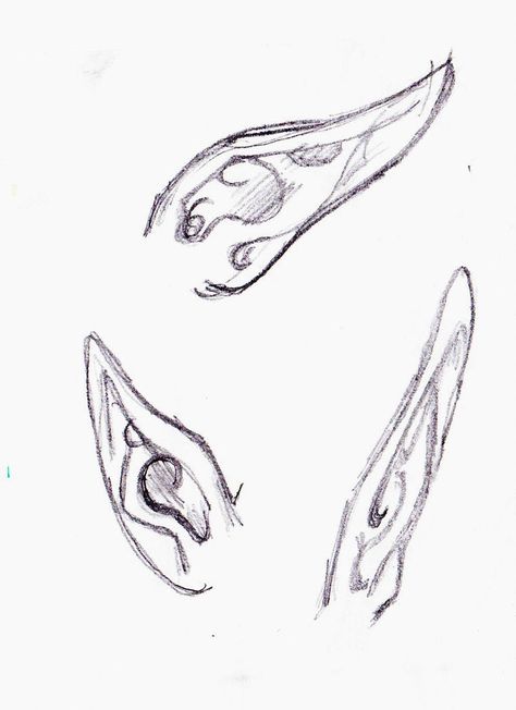 Elf Ears - Elf Ears Drawing Elf Ears Drawing, Ears Drawing, Elf Drawings, How To Draw Ears, Ear Art, Anime Elf, Fantasy Drawings, Elf Ears, Jewelry Drawing