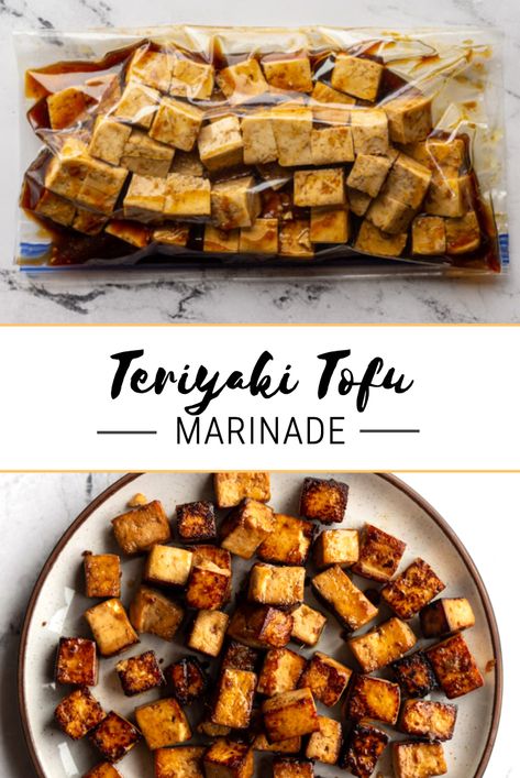 Teriyaki Tofu Marinade, Baked Tofu Marinade, Terriyaki Tofu, Baked Tofu Recipes, Marinade For Tofu, Tofu Marinade Recipes, Air Fried Tofu, Tofu Teriyaki, Tofu Sushi