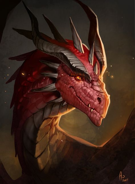 ArtStation - Red dragon portrait, Monika Andruszkiewicz Dragon Portrait, Dragon Rouge, Yin Yang Tattoos, Dragon Artwork Fantasy, Dnd Dragons, Beautiful Dragon, Dragon Pictures, Dragon Artwork, Fire Dragon