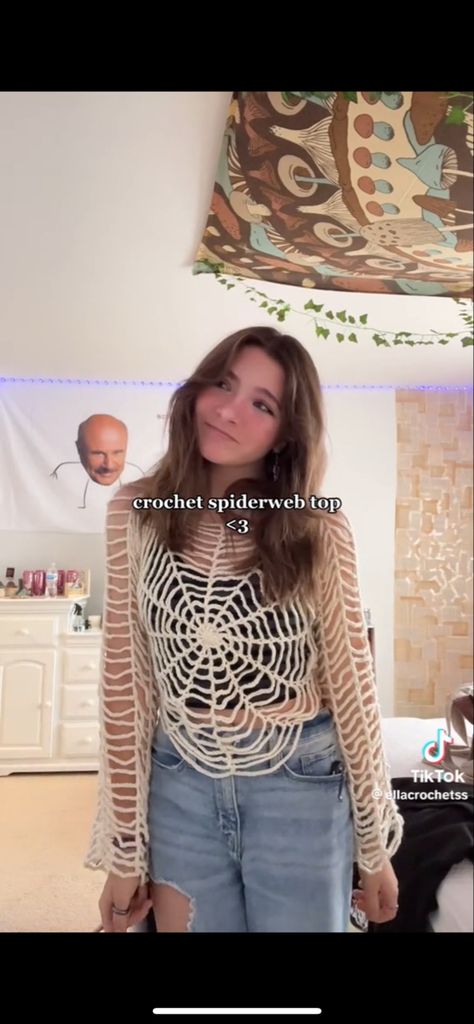 Spider Web Crochet Top, Spiderweb Top, Spiderman Shirt, Crochet Dreams, Crochet Shirt, Knit Shirt, Spider Web, Crochet Projects, Crochet Top